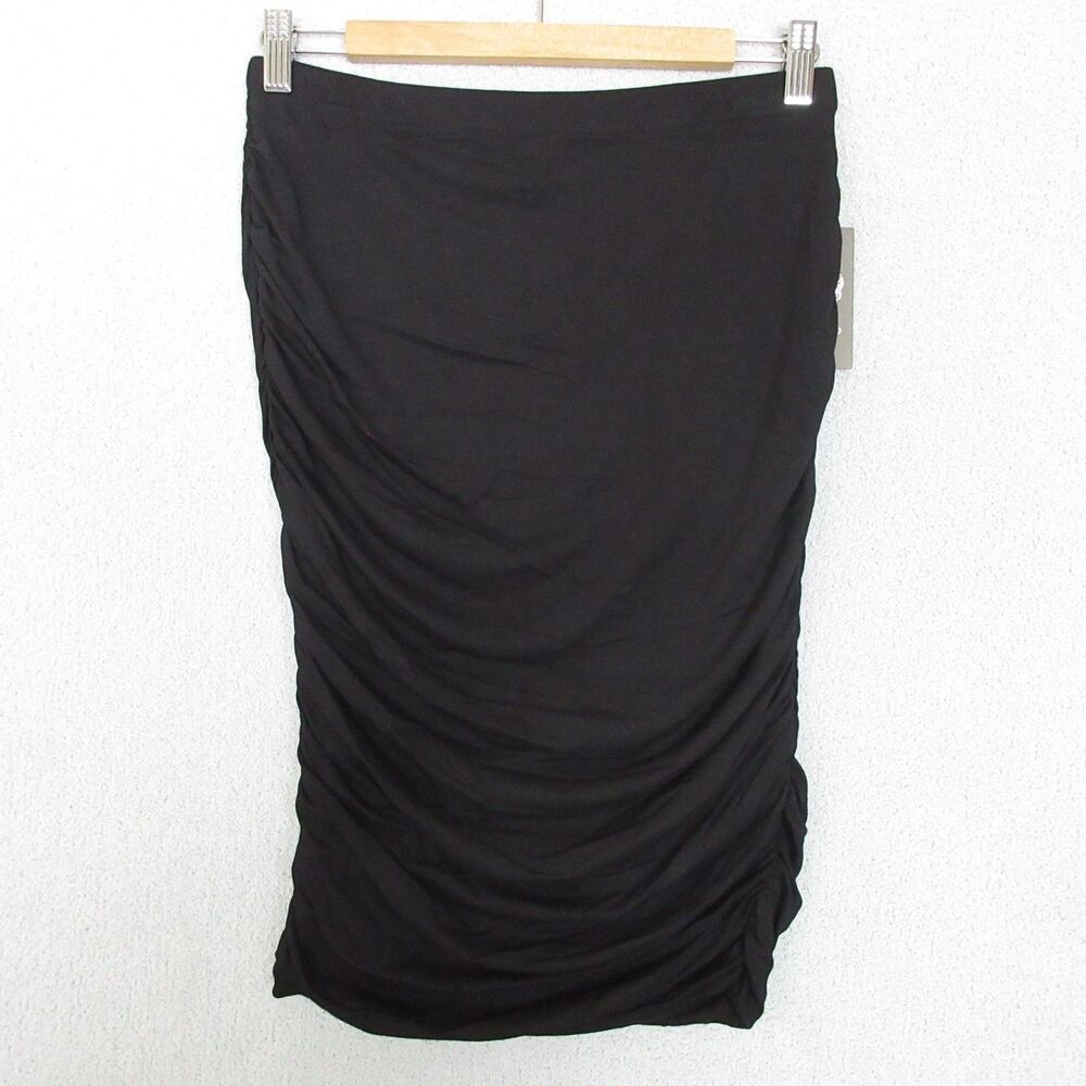 Vince Camuto Skirt Womens S Ruched Pencil Midi Black Stretch With Tags New